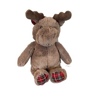 Cloud B Dreamy Hugginz Moose Plush Brown Red Plaid Feet 15” Stuffed Animal